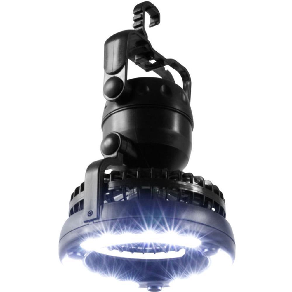 Přenosný kempingový ventilátor s dobíjecí baterií a LED světlem