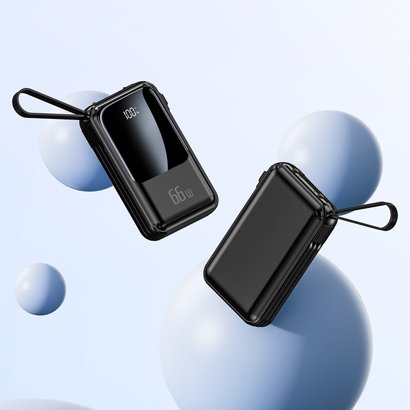 66W Fast-Charging Portable Power Bank With Digital Display, Compact On-The-Go Charger