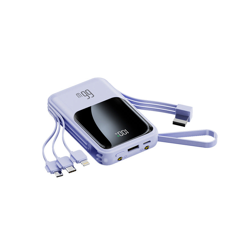 66W Fast-Charging Portable Power Bank With Digital Display, Compact On-The-Go Charger