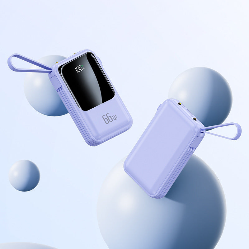 66W Fast-Charging Portable Power Bank With Digital Display, Compact On-The-Go Charger