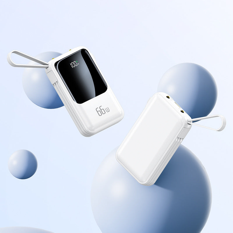 66W Fast-Charging Portable Power Bank With Digital Display, Compact On-The-Go Charger