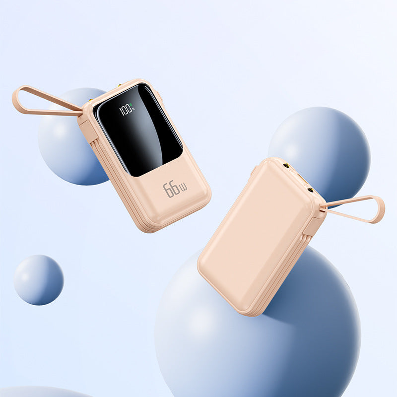 66W Fast-Charging Portable Power Bank With Digital Display, Compact On-The-Go Charger