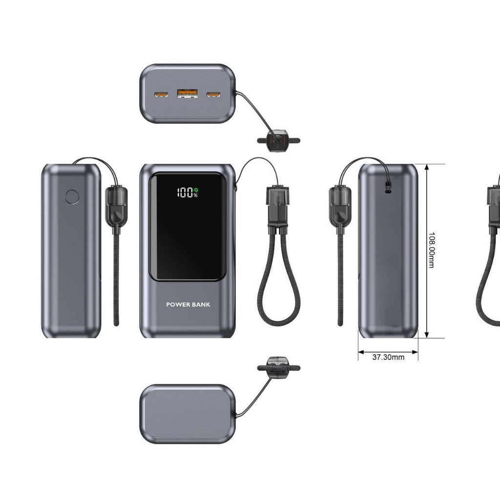 10000mAh kapacitású power bank digitális kijelzővel és gyorstöltéssel USB-eszközökhöz