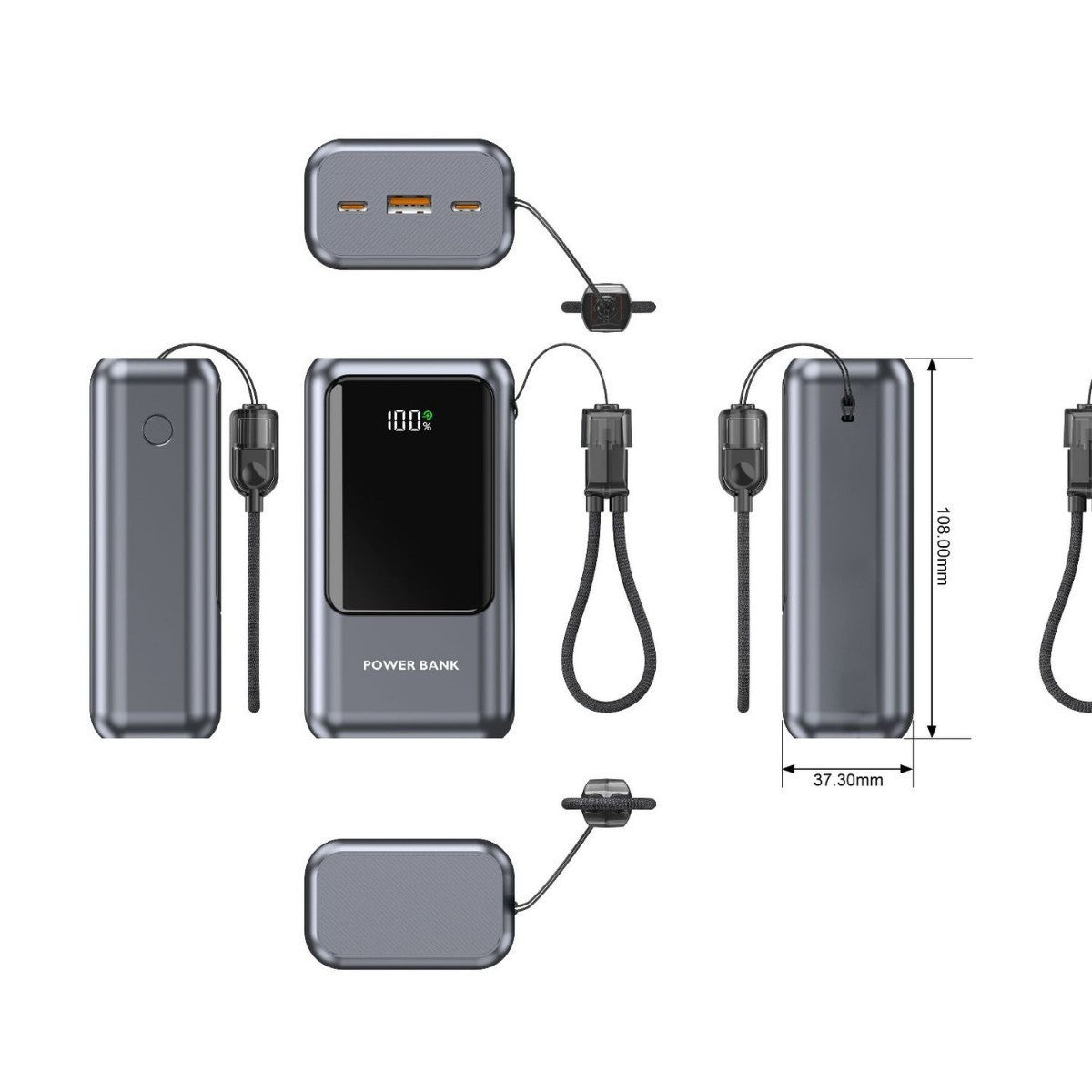 סוללת גיבוי בנפח 10000mAh עם תצוגה דיגיטלית וטעינה מהירה למכשירי USB
