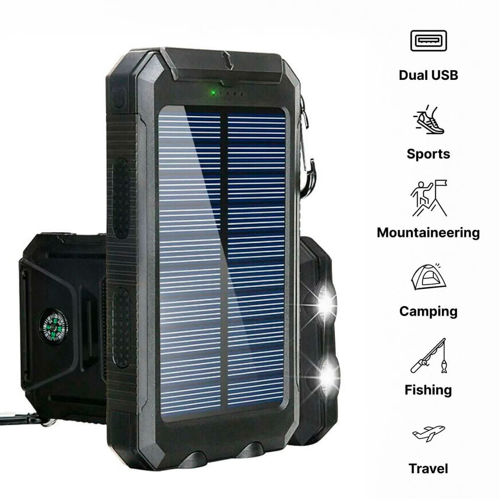 Rugged Sun-Charged Battery Pack With 30000mAh And Dual USB Ports For Outdoors