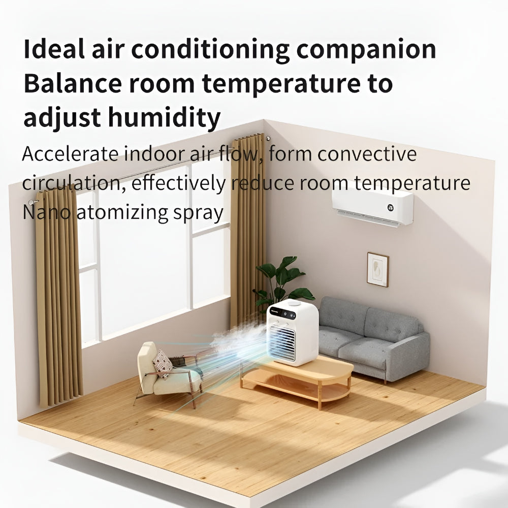 USB újratölthető asztali ventilátor párásítóval személyes hűtéshez