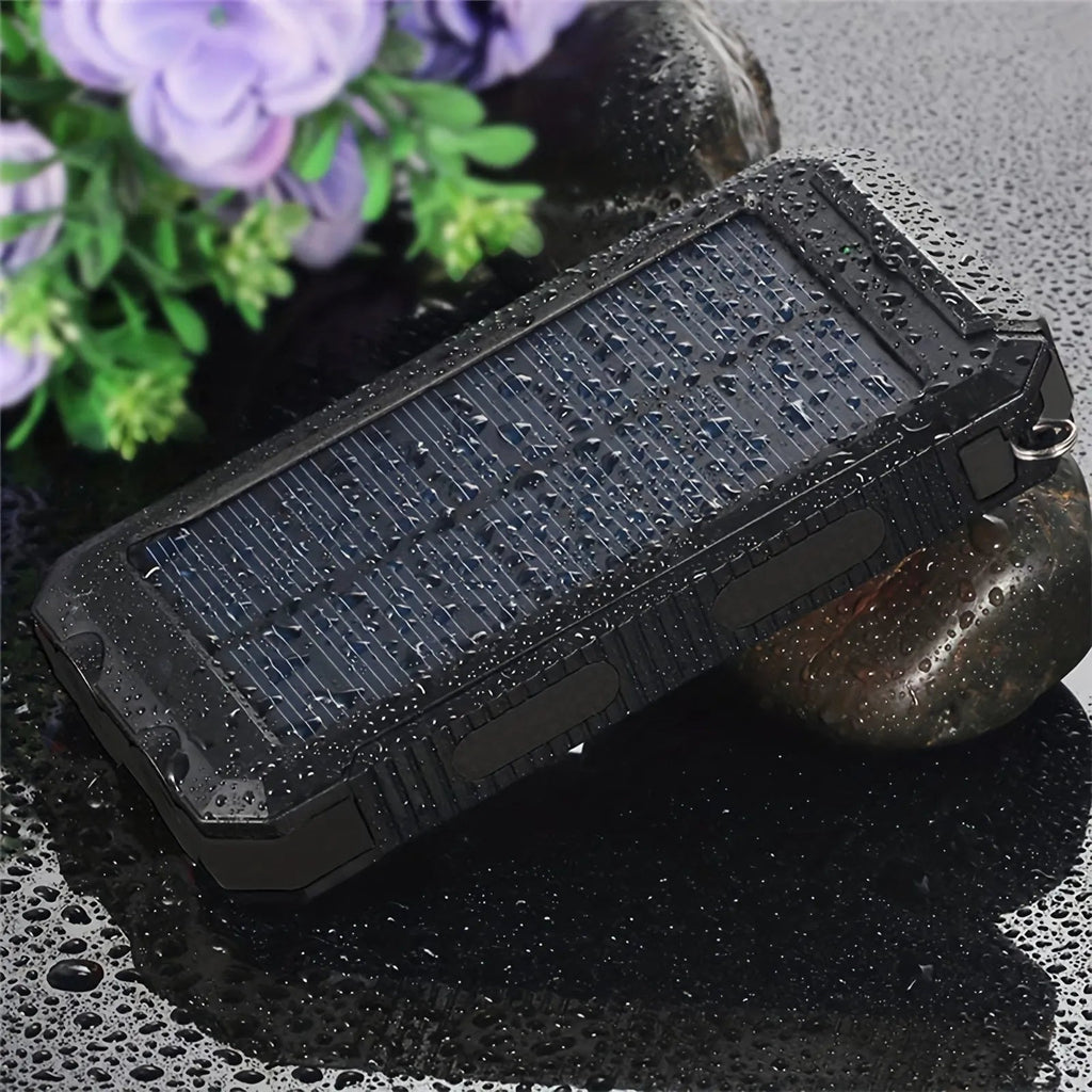 PowerFlash přenosná solární nabíječka s dvojitou LED svítilnou, powerbanka 20000 mAh