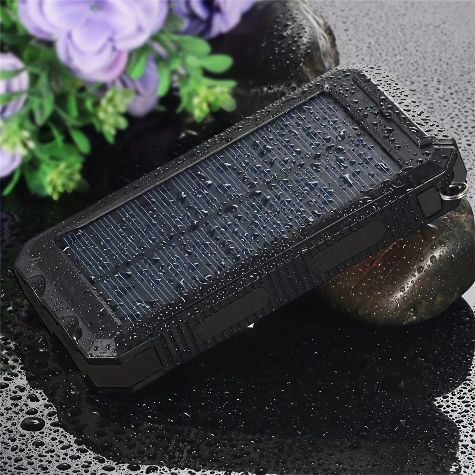 PowerFlash přenosná solární nabíječka s dvojitou LED svítilnou, powerbanka 20000 mAh