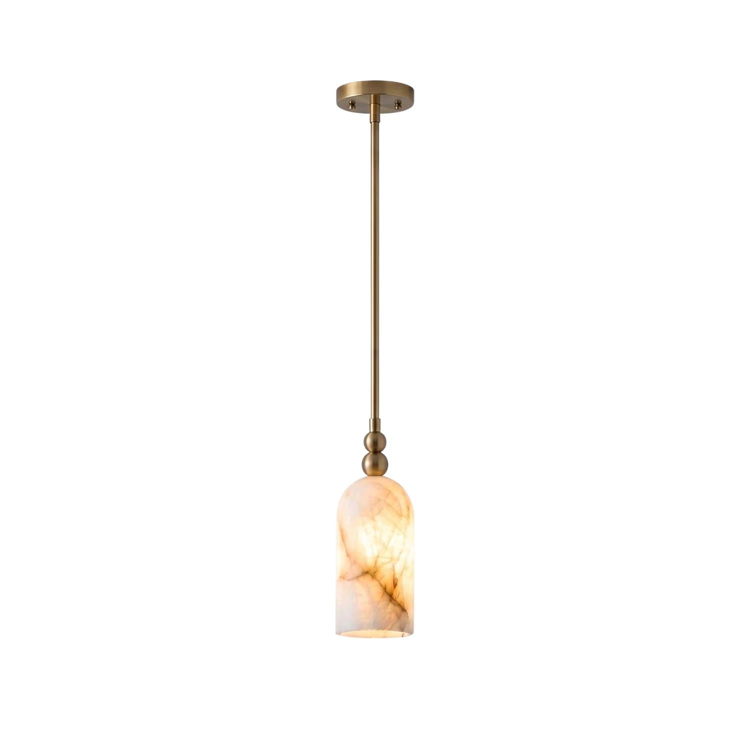 Lille cylindrisk pendellampe i alabast | Ormexis