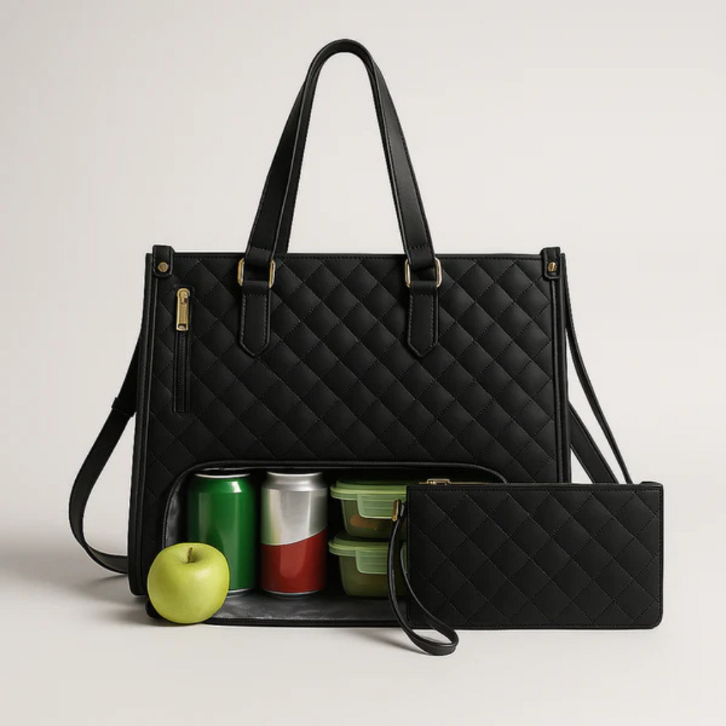 Quilted Tote With Clutch For Work And Travel Stylish And Spacious