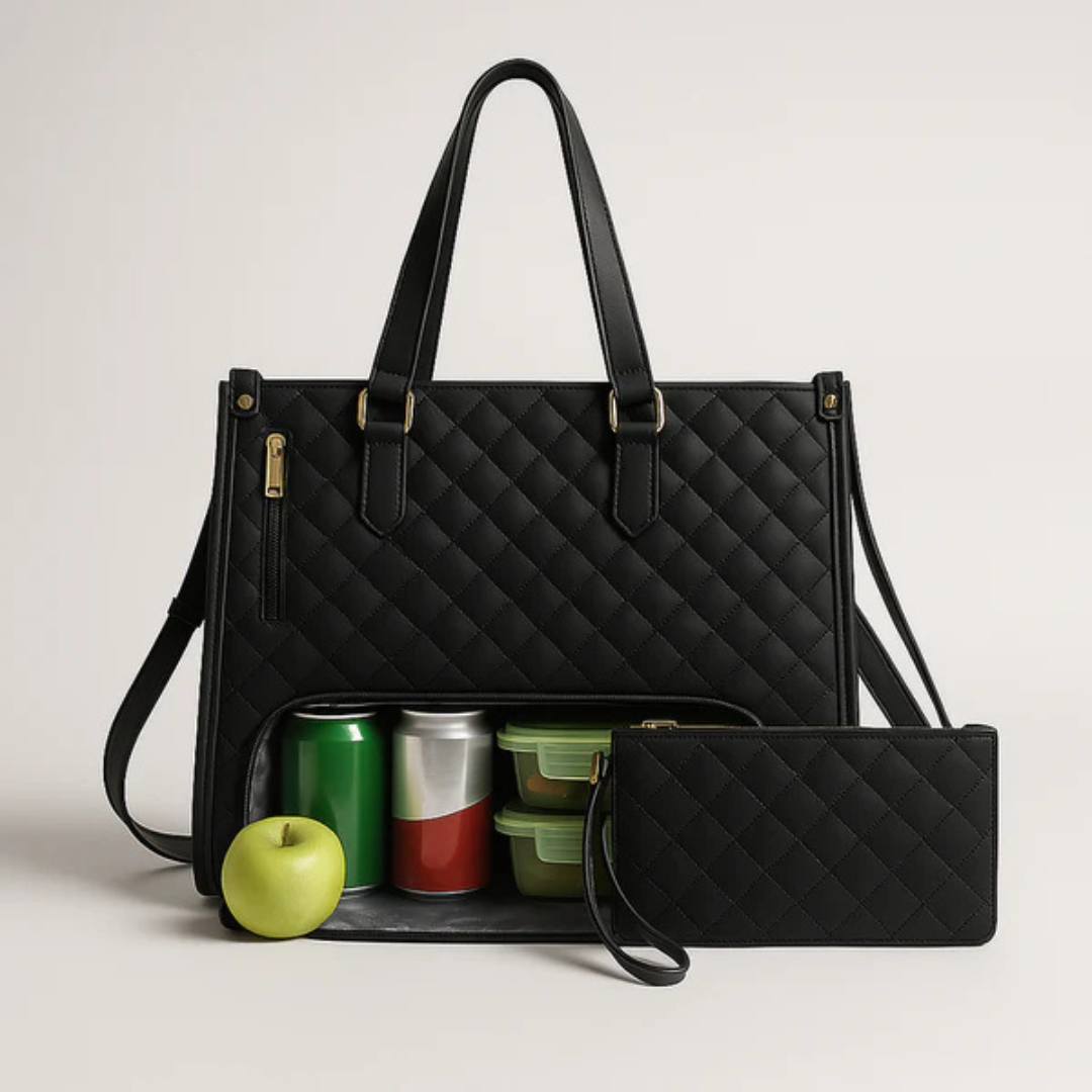 Quilted Tote With Clutch For Work And Travel Stylish And Spacious