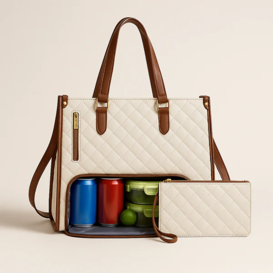 Quilted Tote With Clutch For Work And Travel Stylish And Spacious