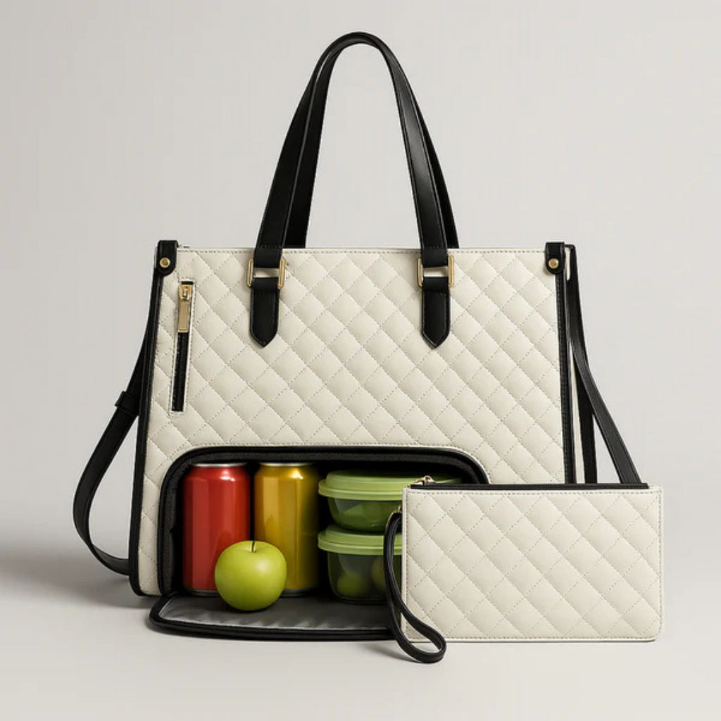 Quilted Tote With Clutch For Work And Travel Stylish And Spacious