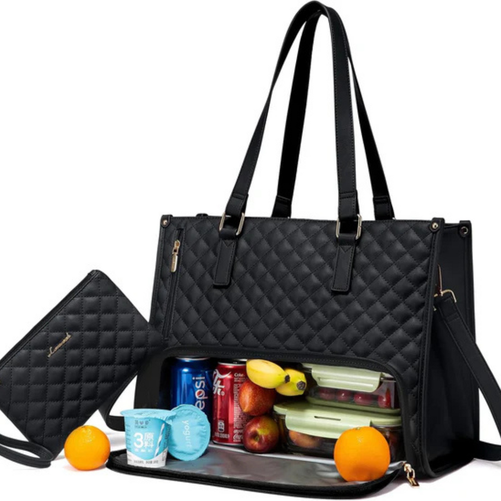 Quilted Tote With Clutch For Work And Travel Stylish And Spacious
