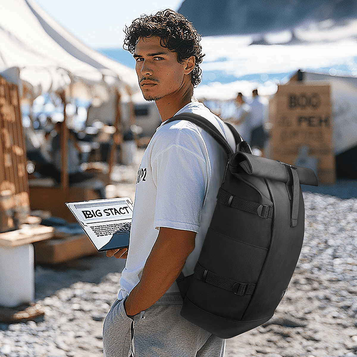 ROLLTRAIL Udvidelig Rolltop, 17-tommer Laptop Rygsæk med Vandtæt Design og Tyverisikring