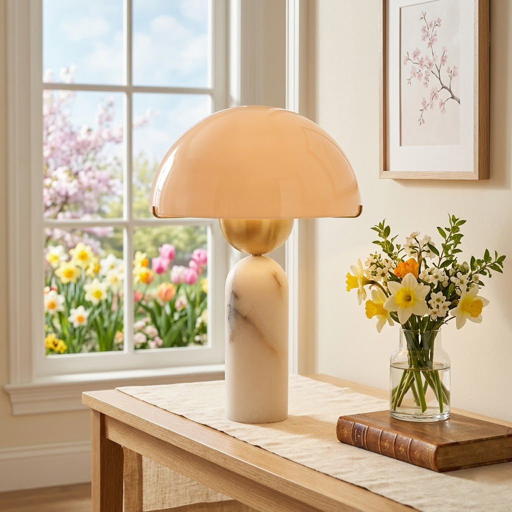 Vellum Alabaster Table Lamp | Ormexis