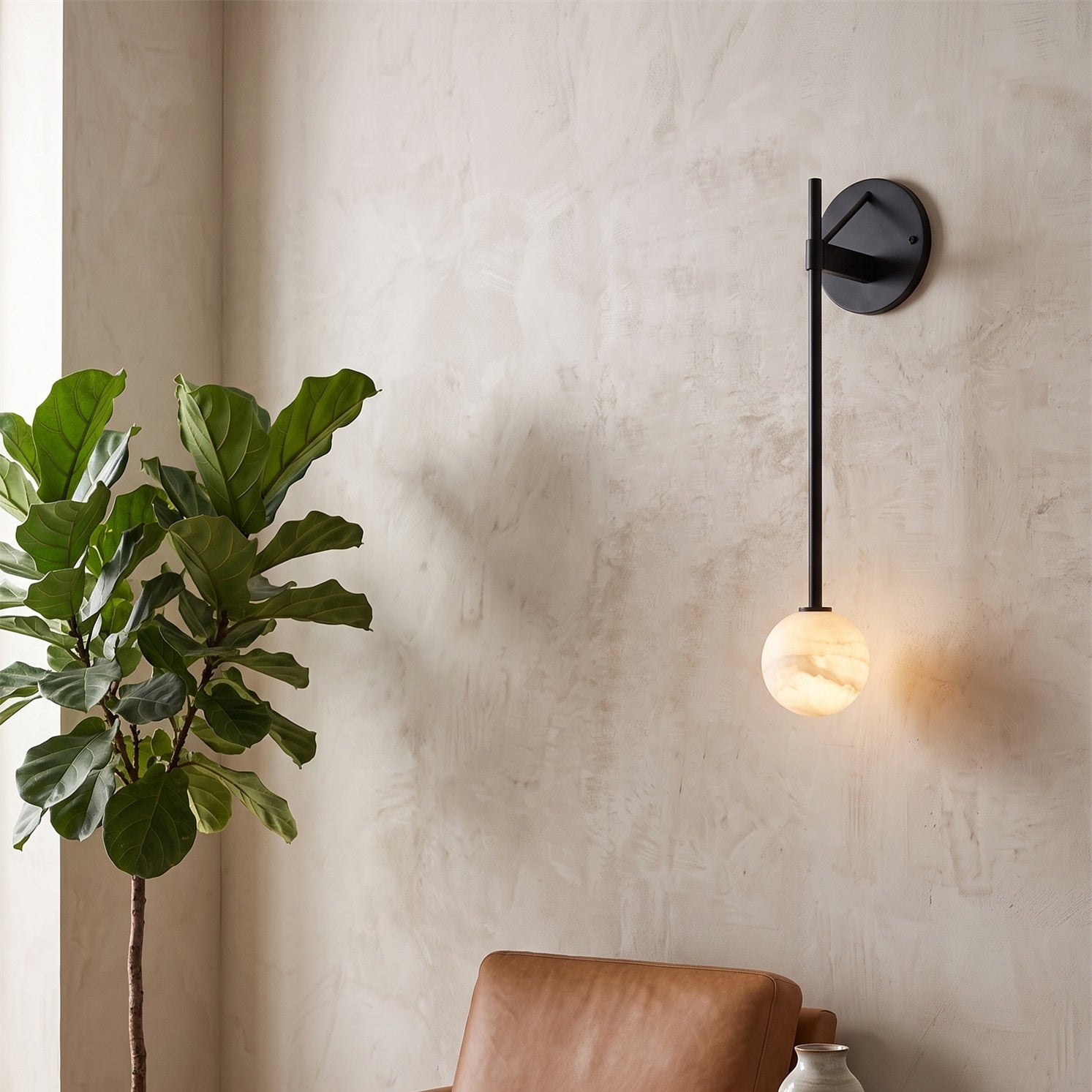 Lampada da parete Globe Stem in alabastro | Ormexis