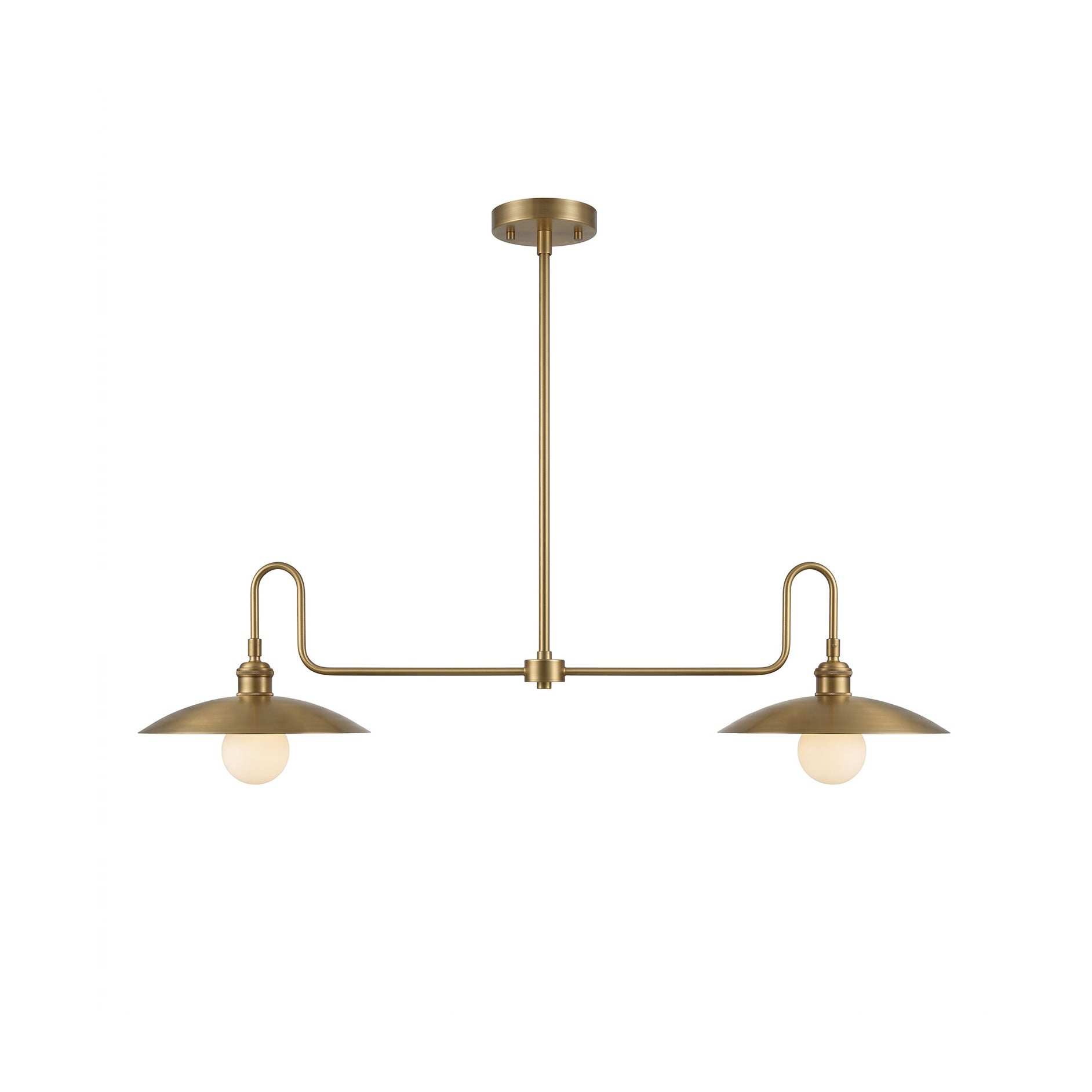 Lustre linéaire pour îlot à 2 lumières en laiton, col de cygne | Ormexis