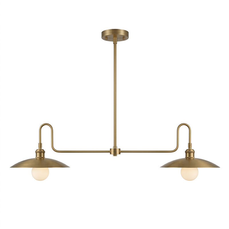 Lustre linéaire pour îlot à 2 lumières en laiton, col de cygne | Ormexis