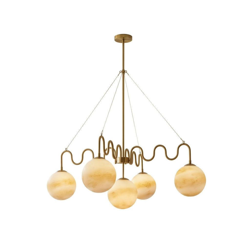Lustre en verre ondulant à 5 lumières | Ormexis