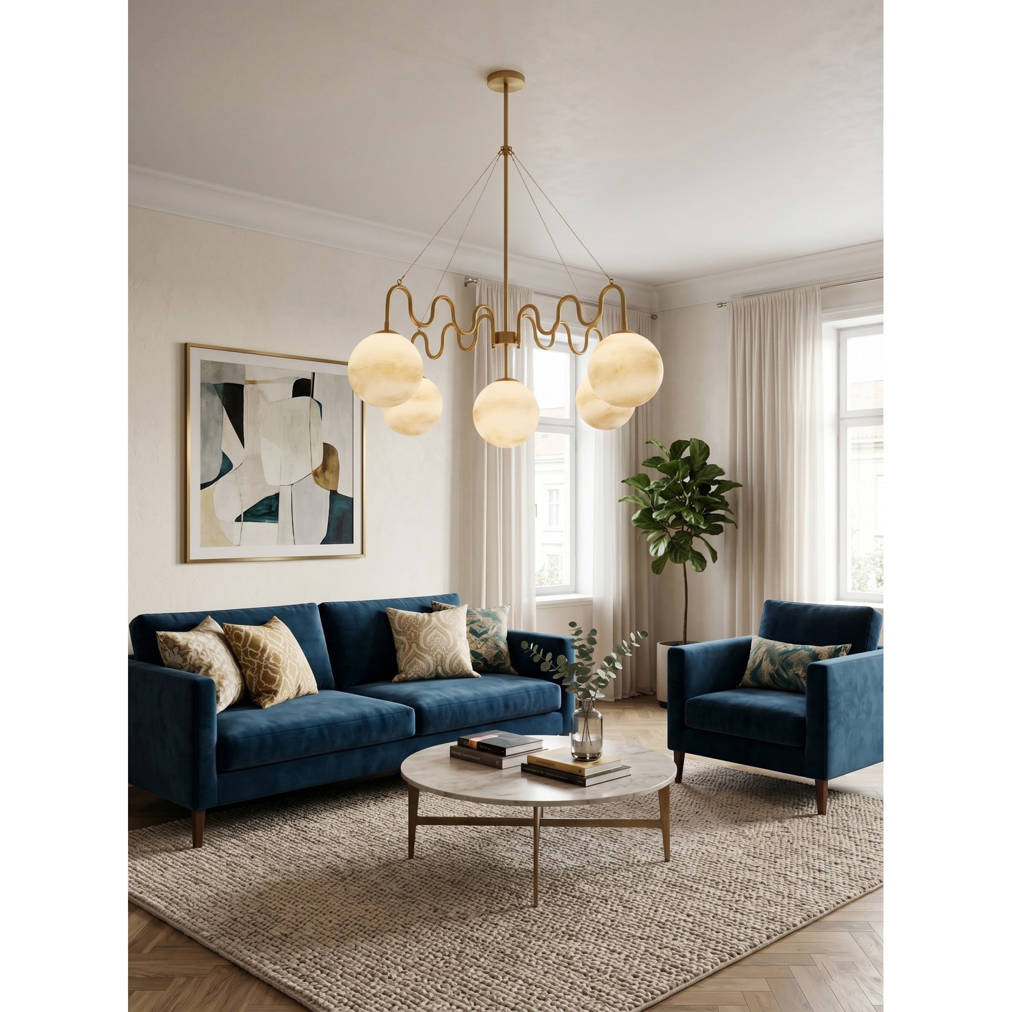 5-Light Undulating Glass Chandelier | Ormexis