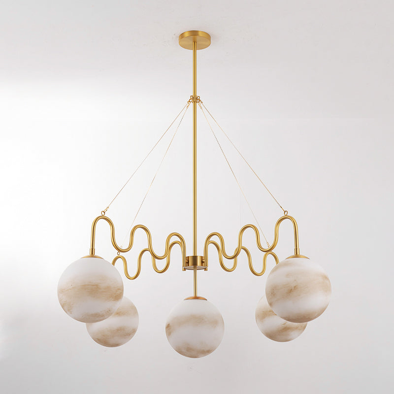 Lustre en verre ondulant à 5 lumières | Ormexis