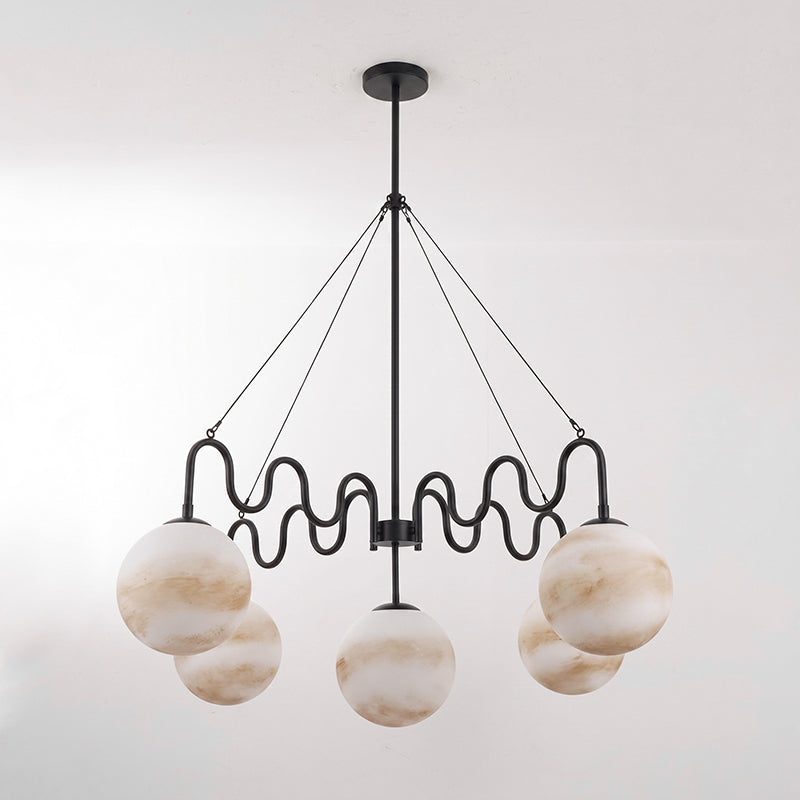 Lustre en verre ondulant à 5 lumières | Ormexis
