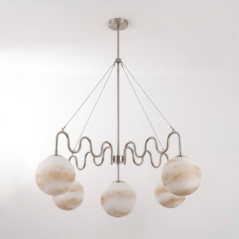 Lustre en verre ondulant à 5 lumières | Ormexis