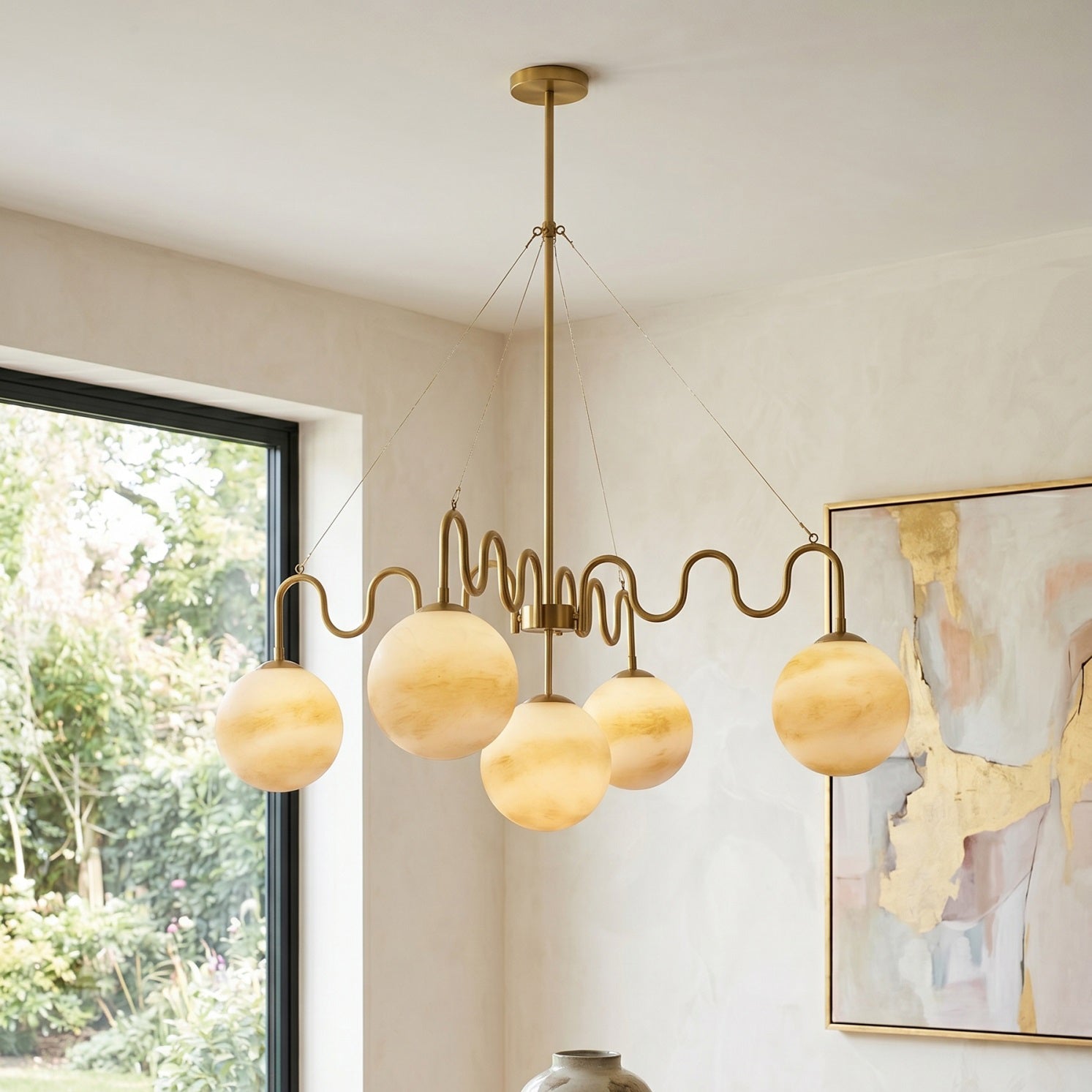 Lustre en verre ondulant à 5 lumières | Ormexis