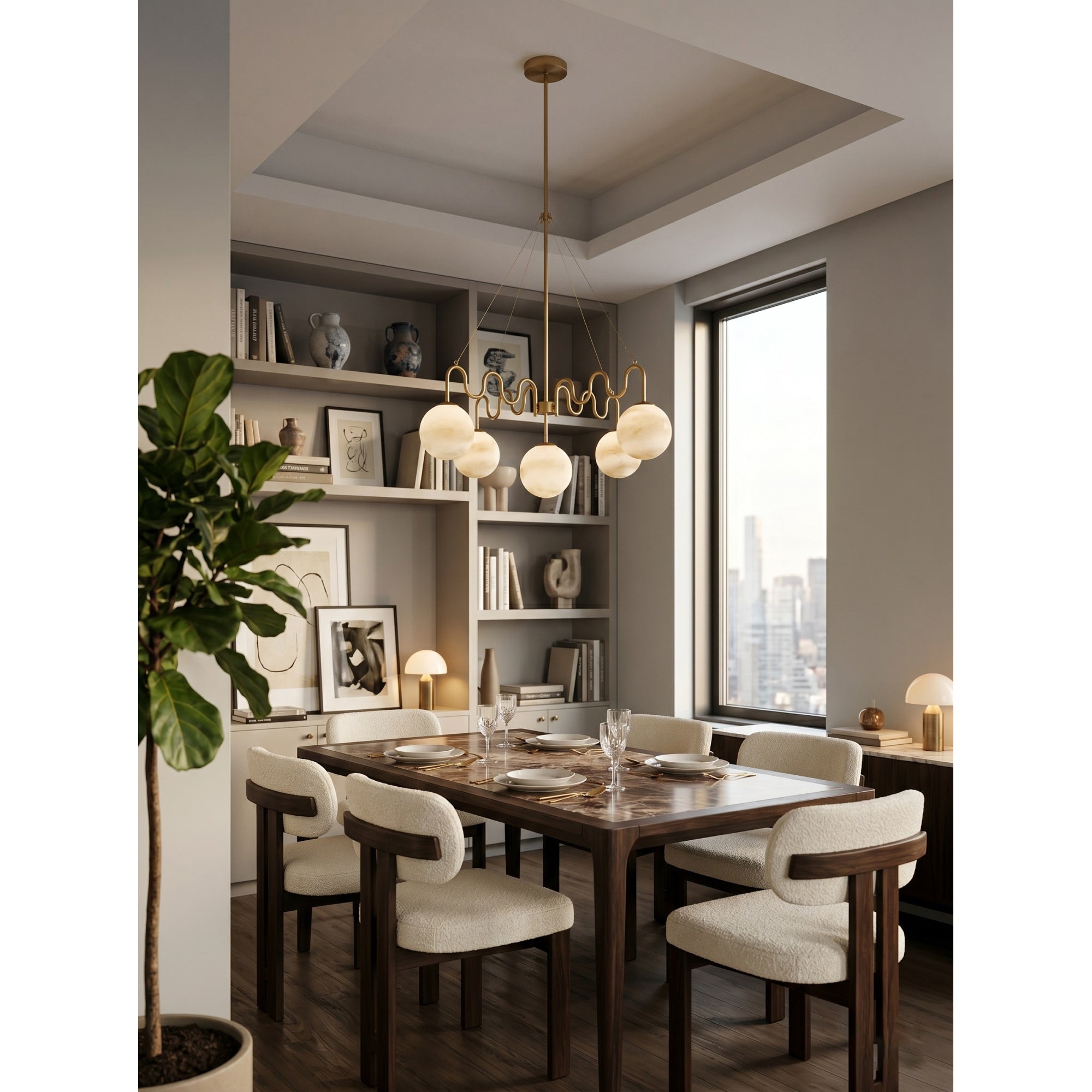 Lustre en verre ondulant à 5 lumières | Ormexis
