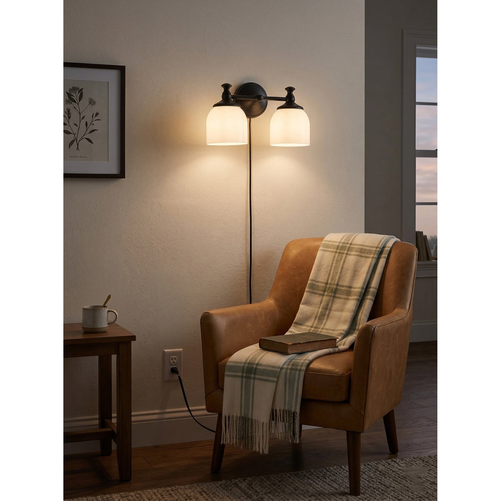 White Glass Plug-in Wall Sconce | Ormexis