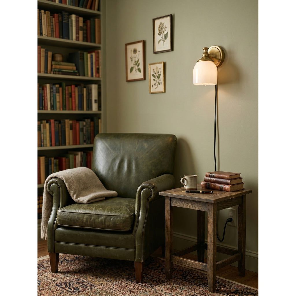 White Glass Plug-in Wall Sconce | Ormexis
