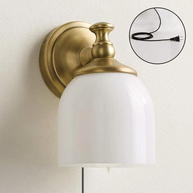 White Glass Plug-in Wall Sconce | Ormexis
