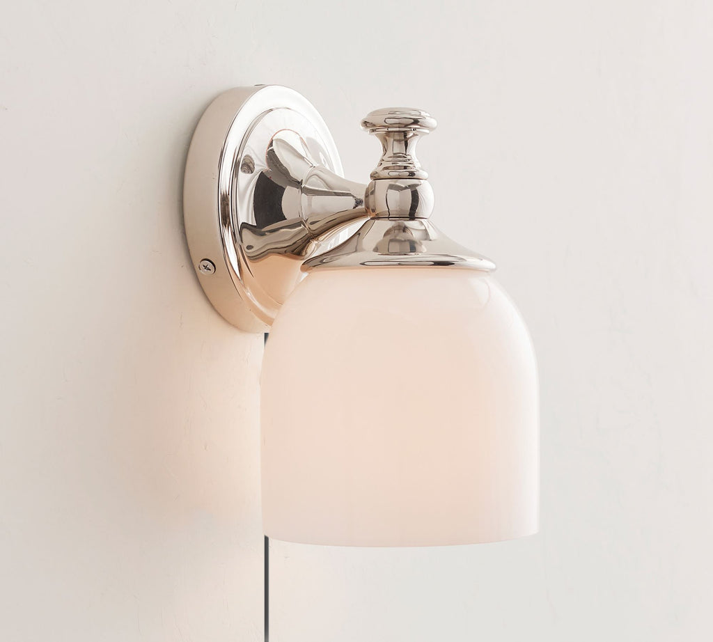 White Glass Plug-in Wall Sconce | Ormexis