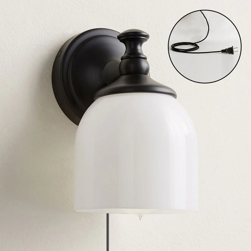White Glass Plug-in Wall Sconce | Ormexis