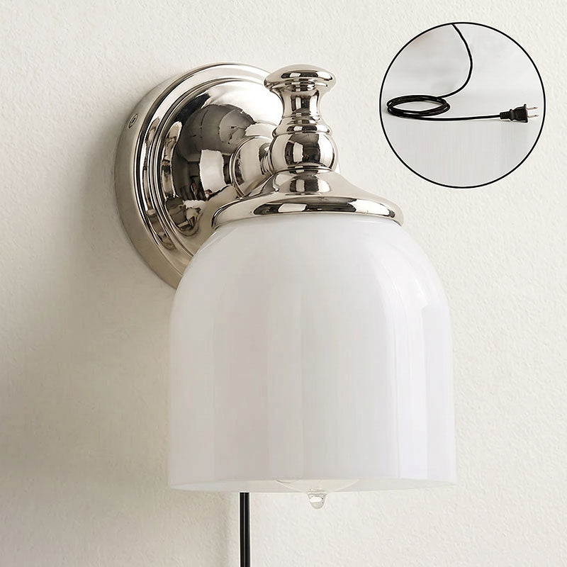 White Glass Plug-in Wall Sconce | Ormexis