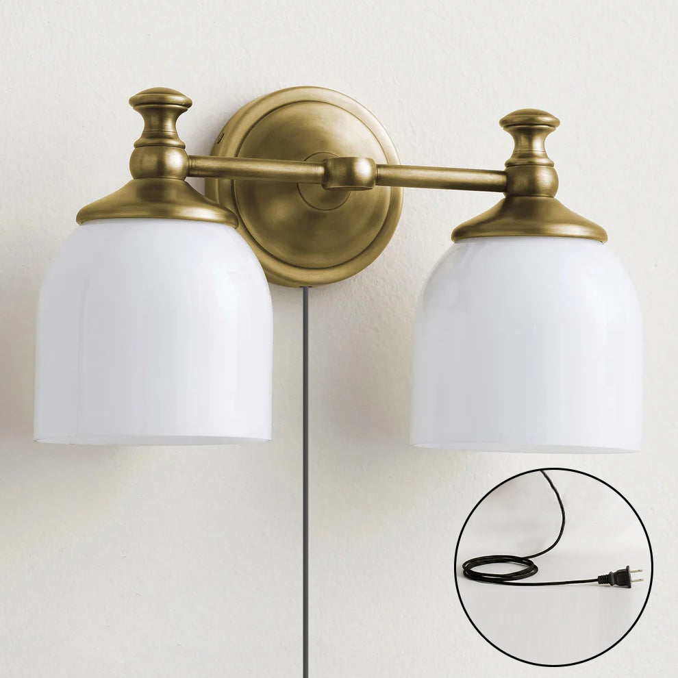 White Glass Plug-in Wall Sconce | Ormexis