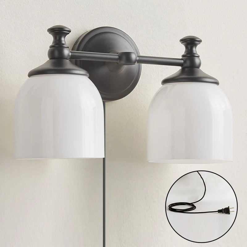 White Glass Plug-in Wall Sconce | Ormexis