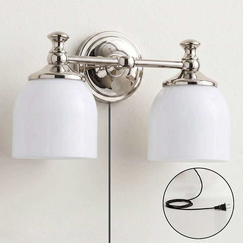 White Glass Plug-in Wall Sconce | Ormexis