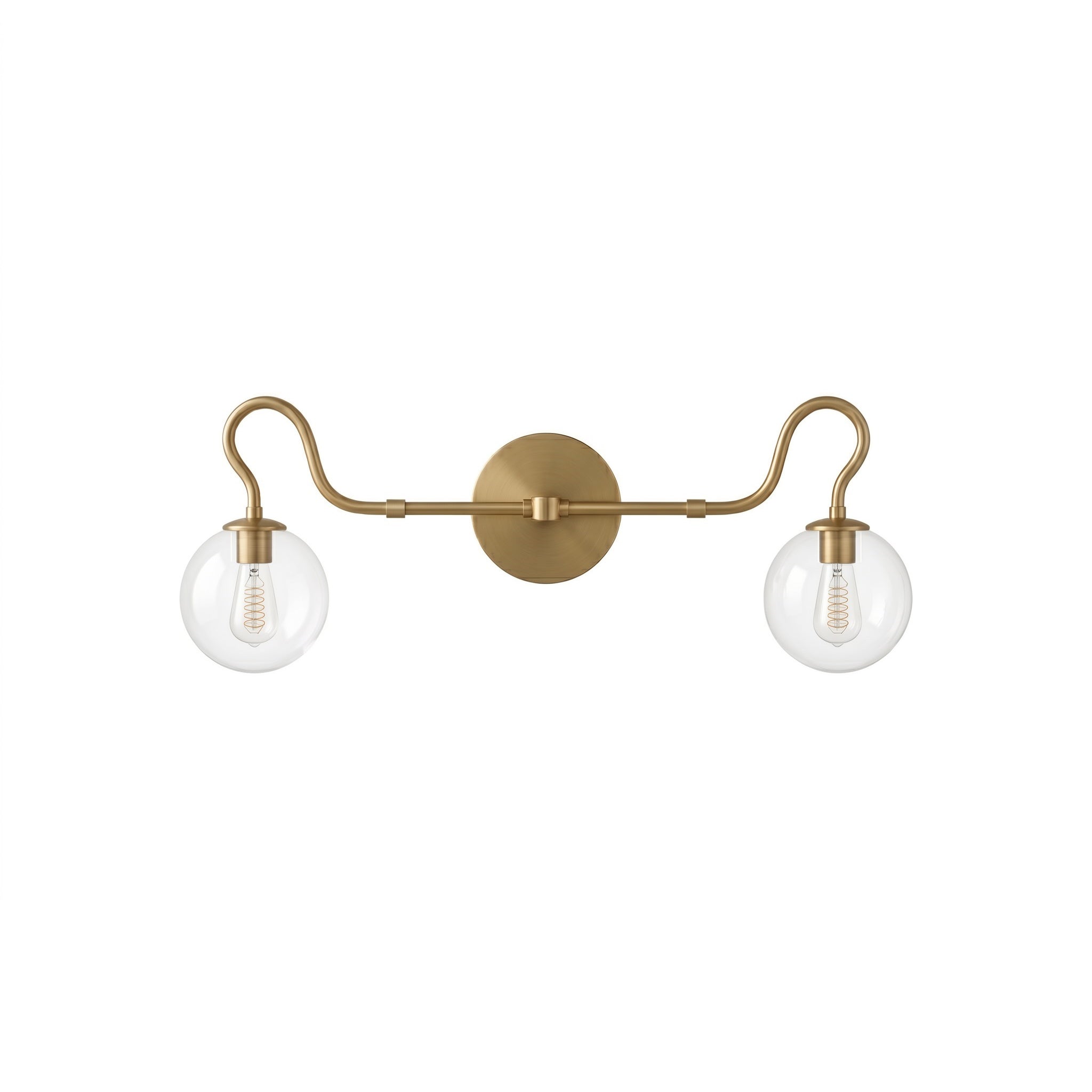 Applique murale de salle de bain à 2 lumières, en laiton et globes en verre | Ormexis