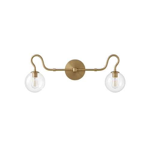 Applique murale de salle de bain à 2 lumières, en laiton et globes en verre | Ormexis