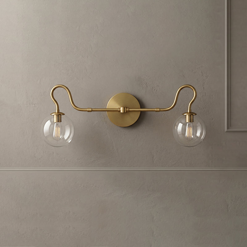 Applique murale de salle de bain à 2 lumières, en laiton et globes en verre | Ormexis