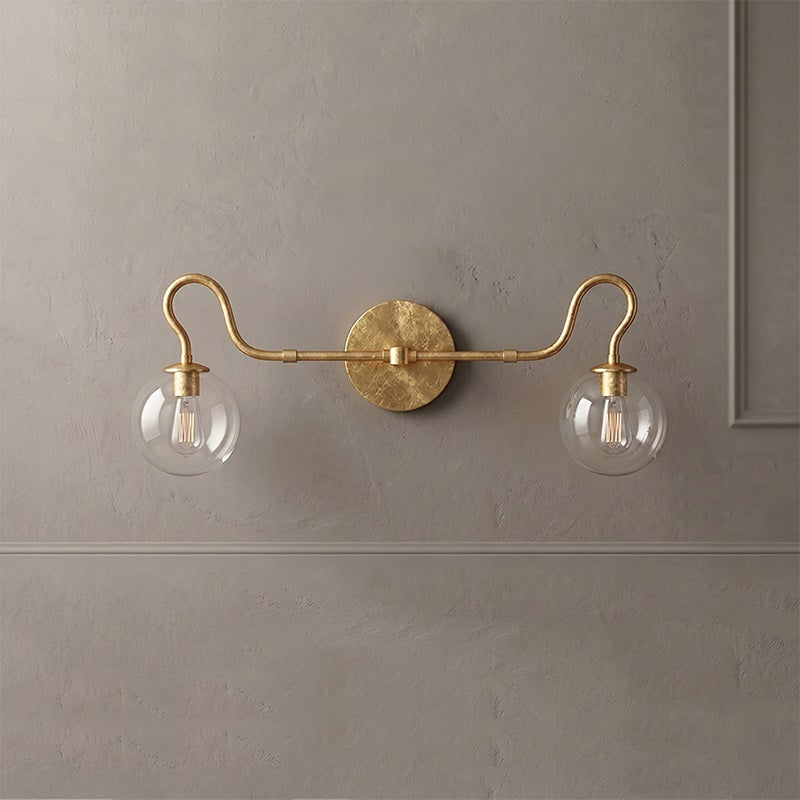 Applique murale de salle de bain à 2 lumières, en laiton et globes en verre | Ormexis