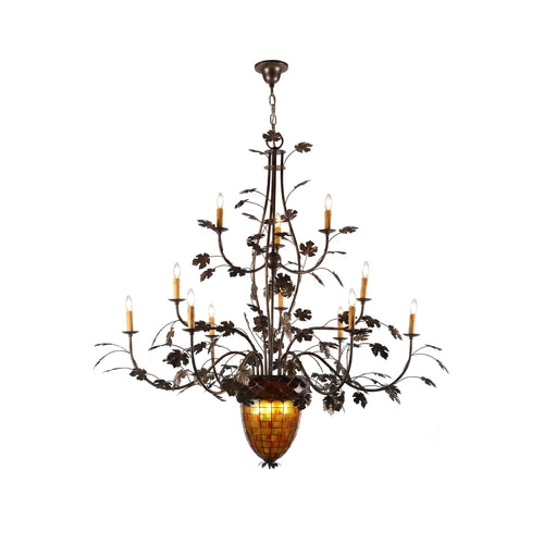 Lustre Ormexis en fer ambré en forme de gland, 15 lumières