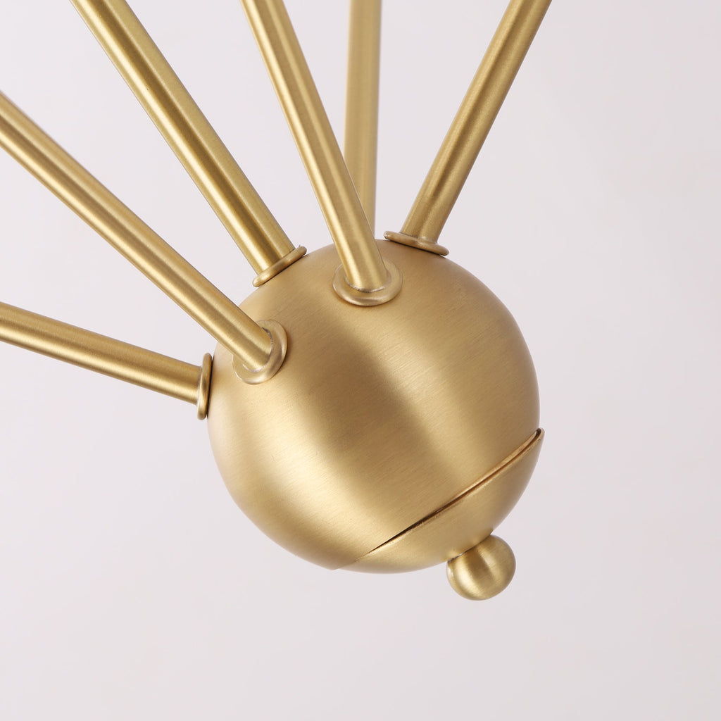 Candeeiro de teto Sputnik em latão com 6 luzes e cúpulas de linho | Ormexis