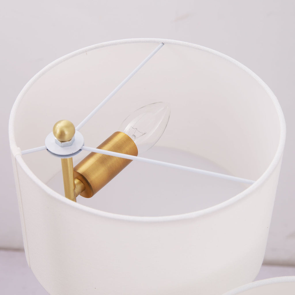 Candeeiro de teto Sputnik em latão com 6 luzes e cúpulas de linho | Ormexis