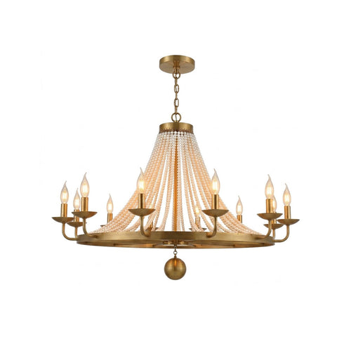 Lustre Ormexis à perles drapées à 12 lumières