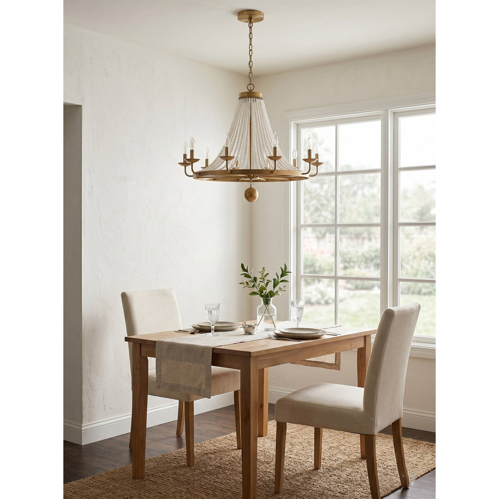 12-Light Draped Pearl Bead Chandelier | Ormexis