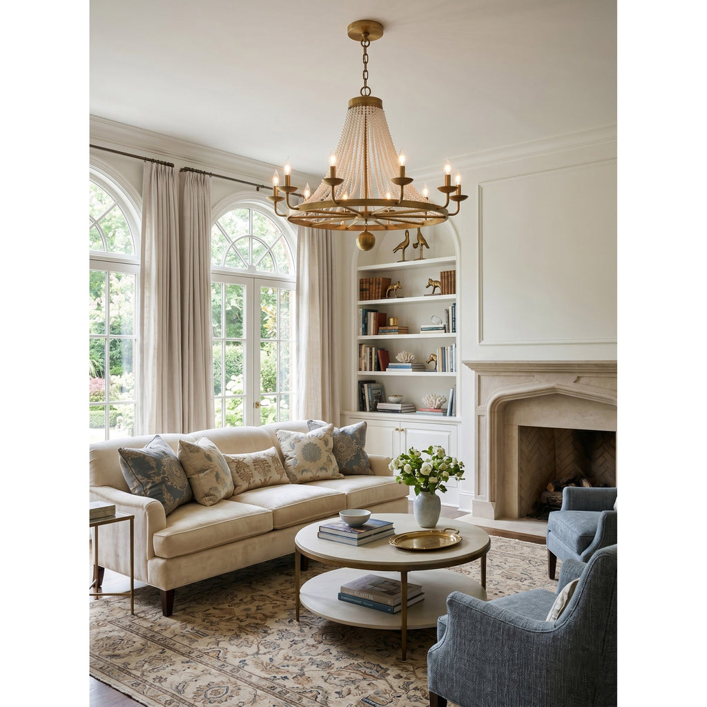 12-Light Draped Pearl Bead Chandelier | Ormexis