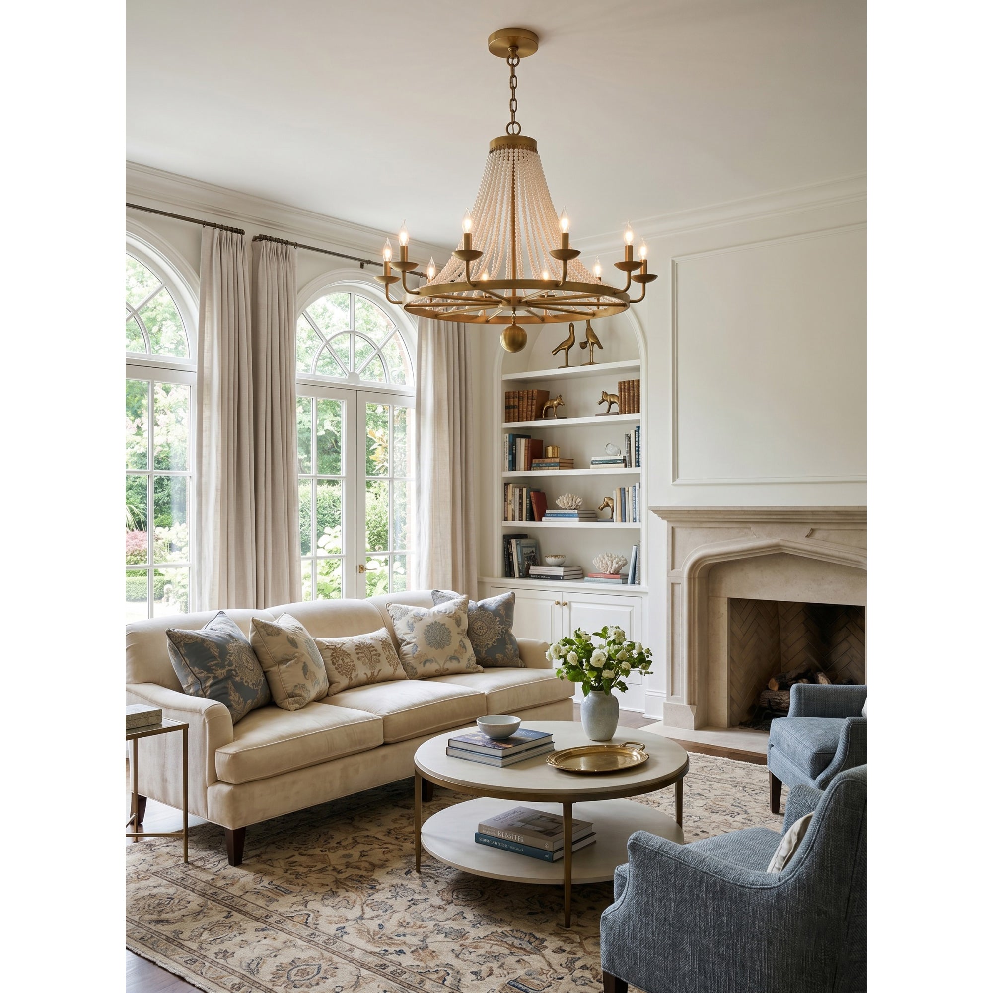 12-Light Draped Pearl Bead Chandelier | Ormexis